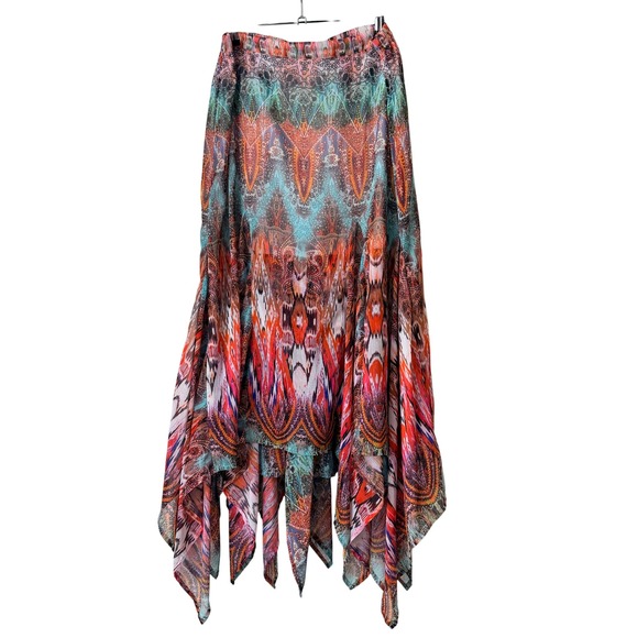 V Cristina Dresses & Skirts - V Cristina Womens Multi Color Abstract Handkerchief Hem Maxi Skirt Size M Boho